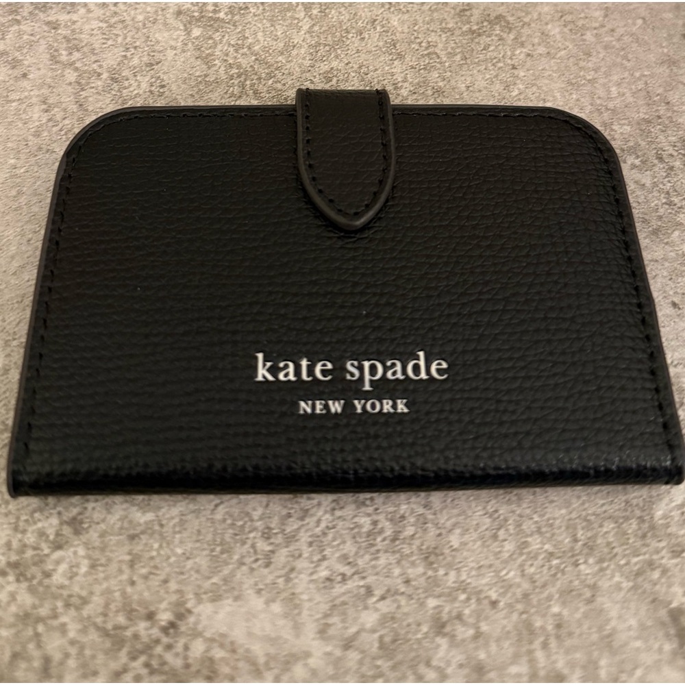 NWT kate spade Black Pebbled Leather Phone Wallet magnetic attach to phone RFID